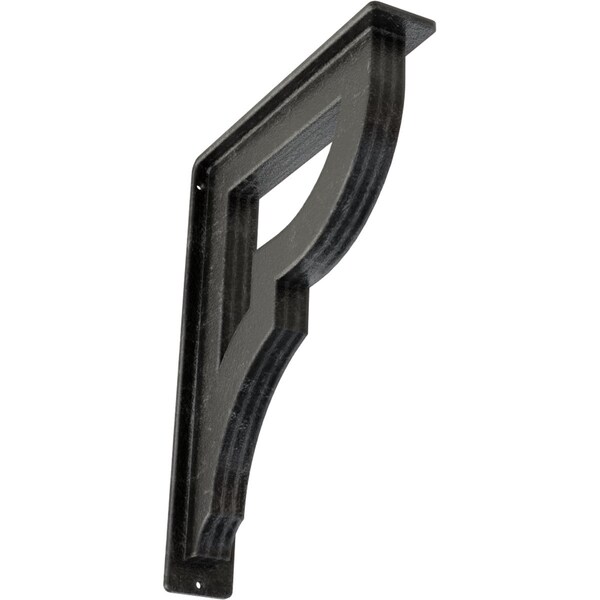 Ekena Millwork Bradford Wrought Iron Bracket, (Triple center brace), Antiqued Silver 2"W x 10"D x 12"H BKTM02X10X12TBRASV - main